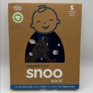 New Happiest Baby SNOO SACK Sleep Navy Tan Planets size Small 0-2 Months